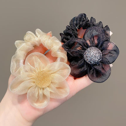 Women Gauze Flower hairband Mesh Bow Hair Claw Hair Grab Clip Hair Accessories - Aimall