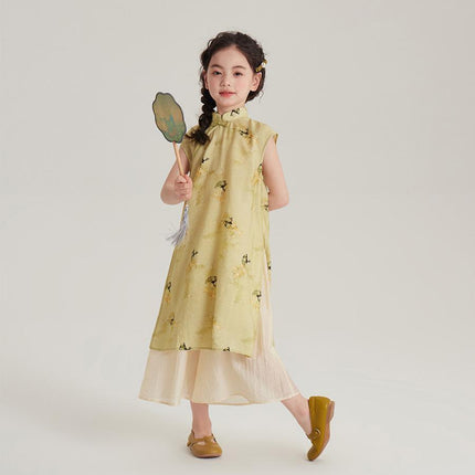Spring Chinese Style Dress Set for Girls Traditional Long Hanfu Outfit