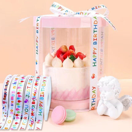 Happy Birthday Ribbon 2CM x 100Yard DIY Party Cake Decoration Gift Wrapping
