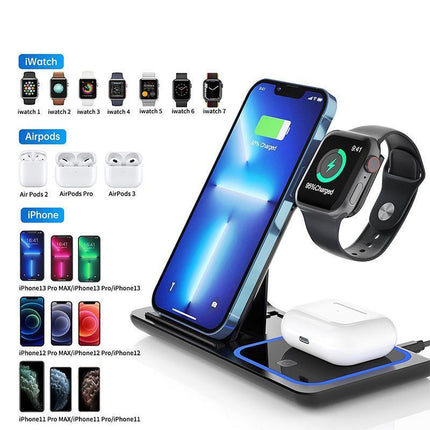 3 in 1 15W Wireless Charger Dock Qi Fast Charging For iPhone Apple Watch - Aimall