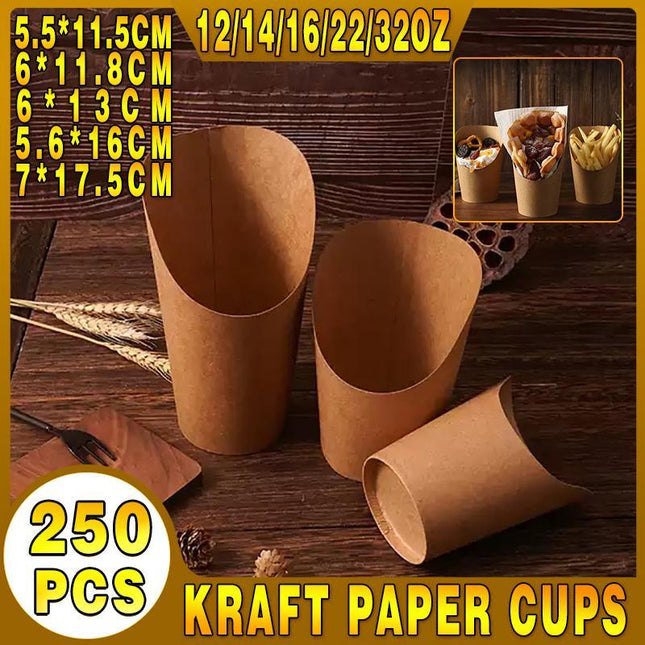 French Fries Holder Kraft Paper Cups Holder Disposable Paper Cups - Aimall