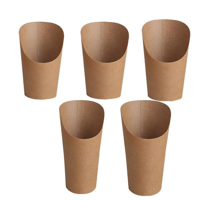 French Fries Holder Kraft Paper Cups Holder Disposable Paper Cups - Aimall