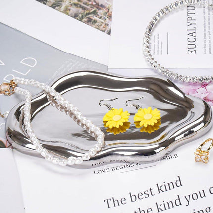 2PCS Luxury Ceramic Jewelry Display Tray Organizer Plate Storage Large Decor