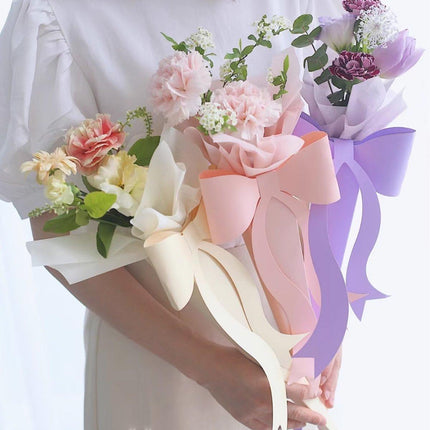 10pcs Fresh Flower Bouquet Packaging with Colourful Bows and Flower Gift Box