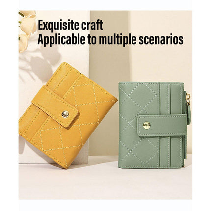 Stylish Women Short Wallet Multi-card Money Clip Zipper Two-Fold Purse Leather