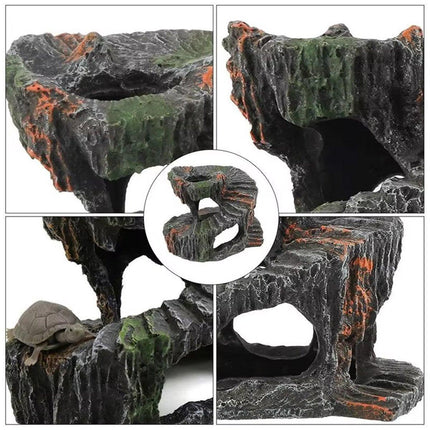 Spiral Turtle Platform Aquarium Ornament Landscape Decoration for Fish Tank