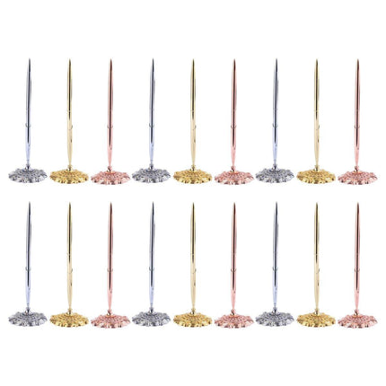6pcs Black Ballpoint Pen Set Plum Blossom Base Office Desk Signature Writing Pen