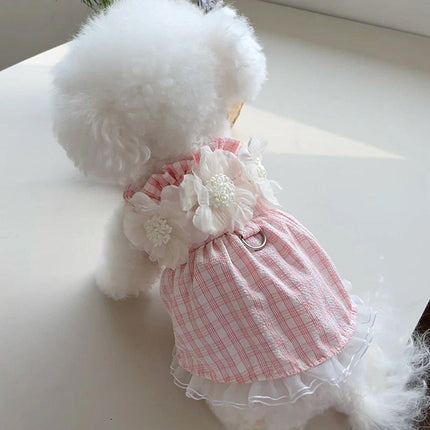 Plaid Pet Dress with Traction Buckle Slip Outing Clothes for Small Medium Pet