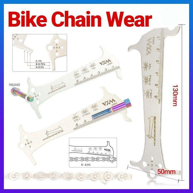 Bike Chain Wear Indicator Checker + Chains Hook, Bolt Gauge & Ruler - Aimall