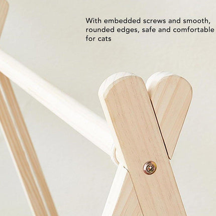Wooden Double Layer Cat Hammock Bed Removable Washable Pet Swing Basket Nest