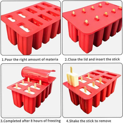 Silicone Ice Mould Cream Block Molds icy Pole Jelly Pop Popsicle Maker 10 Frozen - Aimall