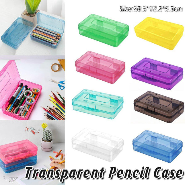 Large Capacity Transparent Plastic Pencil Case Multifunctional Student Art Box