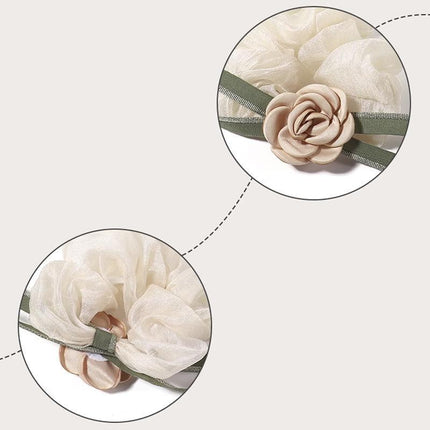 Korean Style Camellia Bow Hair Ties Large Intestine Hair Ring Hair Rope Bands - Aimall