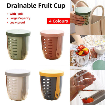 Portable Drainable Fruit Cup Plastic Sealed Cup for Snacks and Travel Use