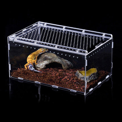 Clear Pet Box Slide Lid Reptile Breeding Habitat Panoramic View Terrarium