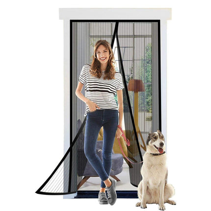 Striped Magnetic Screen Door Curtain Anti Mosquito Mesh Easy Install Ventilation
