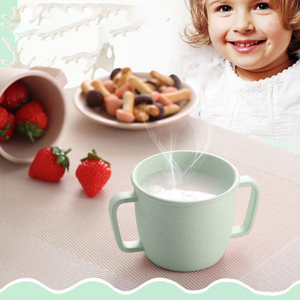4PCS Bamboo Fiber Milk Drinking Cups with Handle Eco Friendly Small Grip Cups