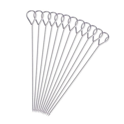 12PC Metal BBQ Skewers Reusable 20cm Grill Sticks Kebab Grilling Tools