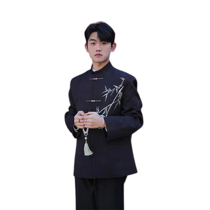 Chinese Tang Suit Jacket Mens Traditional Republic Style Mandarin Collar Coat