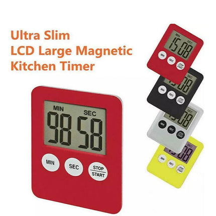 White Magnetic Kitchen LCD Digital Timer Countdown Count Down 99 Minute - Aimall