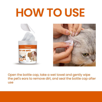 Pet Ear Wipes Gentle Cleaning Deodorizing Mite Removal Ear Wax Care Products