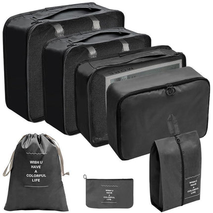 7PCS Travel Packing Cubes Luggage Pouches Organiser Clothes Suitcase Storage Bag - Aimall