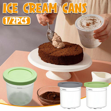 1 or 2 Pieces Ice Cream Tin Container Storage Box for Ice Cream Making Home