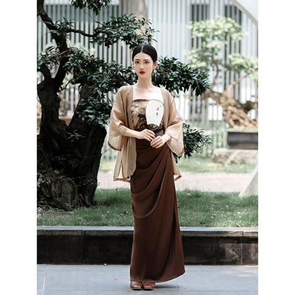 Chinese Style Hanbok Vintage Bustier Skirt Three Piece Suit Spring Summer