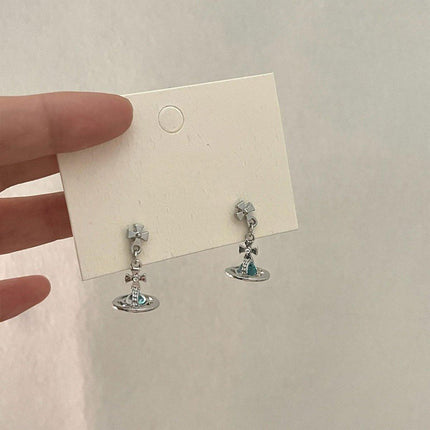 Elegant 3D Saturn Earrings for Women Unique Transparent Niche Design Jewelry