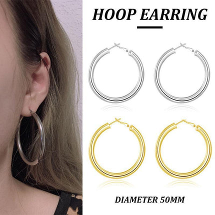 925 Sterling Silver Filled Women Elegant Round Hoop Earrings Stunning Gift