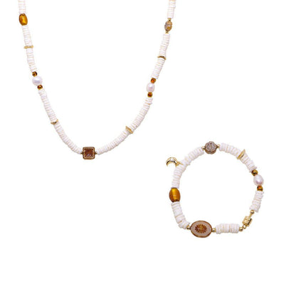 Pepe Wheel Pearl Necklace And Bracelet Set Elegant Jewelry For Women Fashion