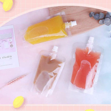 50PCS 250ML Drink Pouch Packaging Bag Stand Up Spout Plastic Makeup Drink Bag - Aimall