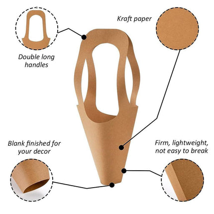 40pcs Kraft Paper Bouquet Bags Handheld Gift Valentine's Day Flower Packaging