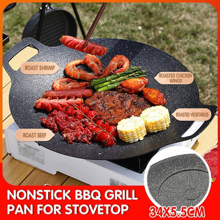 Korean Nonstick BBQ Grill Pan for Stovetop Barbecue Portable Hot Plate Outdoor - Aimall