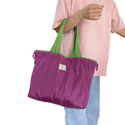 Ultra-Light Foldable Large Capacity Portable Shopping Bag with Drawstring Mouth