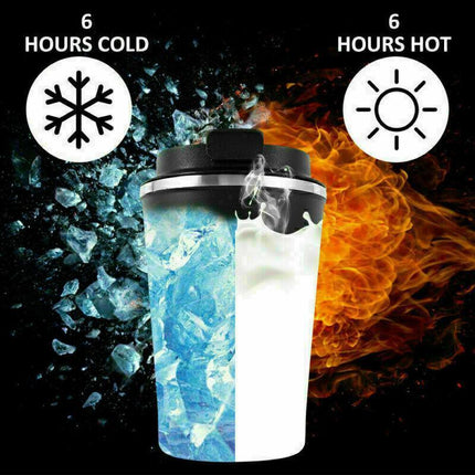 Insulated Coffee Mug Vacuum Travel Cup Thermal Stainless Steel Flask Reusable 380ML - Aimall