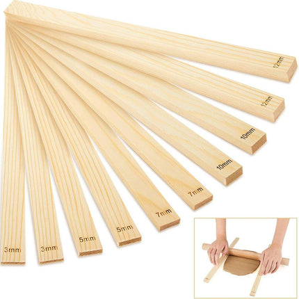 10pcs Wooden Pottery Clay Tools Rolling Plate Square Long Plate Pottery Ruler