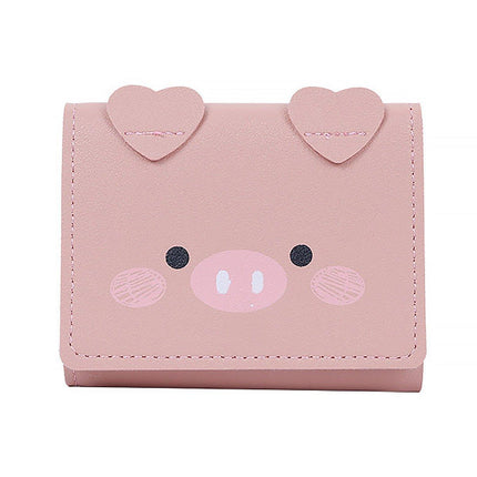 Womens Cute Cartoon Short Wallet Small Three Fold Multi Card Holder Wallet