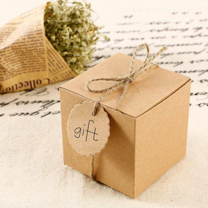 50pcs Vintage Kraft Paper Wedding Candy Boxes Party Favor Gift Box Recyclable