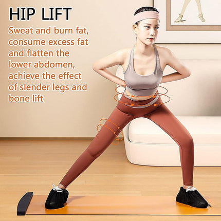 1PC Sliding Fitness Training Mat Home Gym Yoga Exercise Board with Shoe Covers