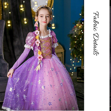 Long Hair Princess Dress Snow White Purple Dress AU - Aimall