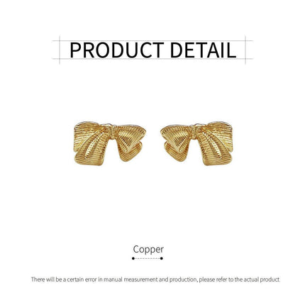 Retro Bow Stud Earrings Vintage Gold Silver Fashion Jewelry Simple Gift