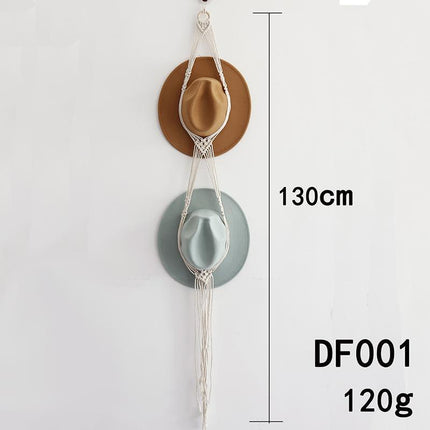 Boho Hand-Woven Macrame Hat Display Rack Hanging Cap Holder 1-3 Hat Rope hanger - Aimall