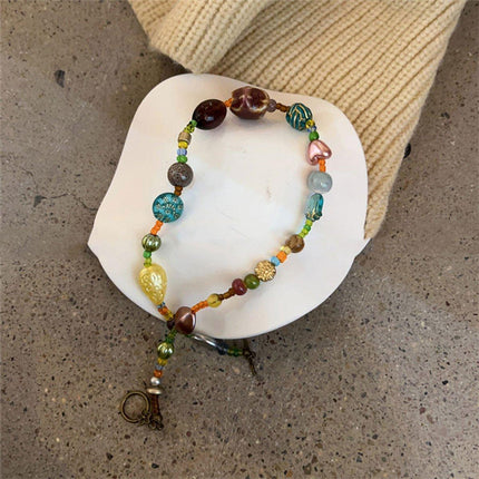 Colourful Ethnic Vintage Beaded Necklace Bracelet Ring Set Boho Jewelry Girl