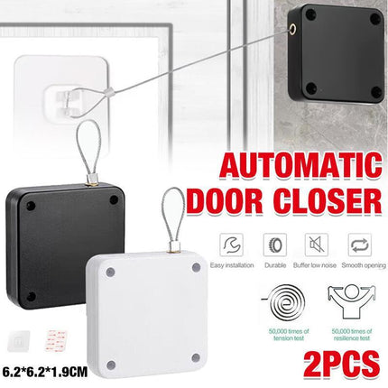2x Punch-free Automatic Door Closer Sensor Auto for Home Kitchen Door Security - Aimall