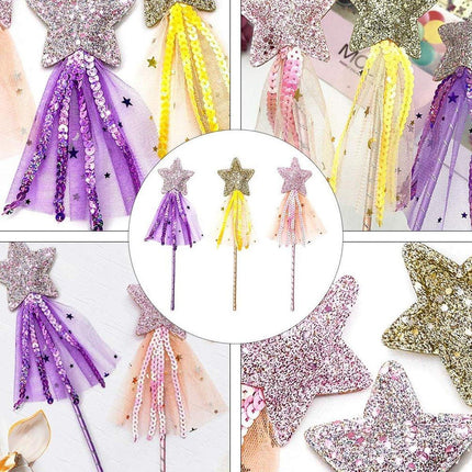 4pcs Sequin Fairy Wand Magic Pentagram Wand for Girls Party Favor Set