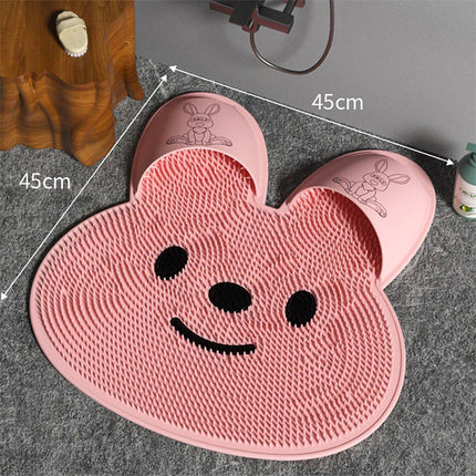 Silicone Foot Scrubber Rabbit Tub Mat Suction Cup Exfoliating Brush Cleaning Mat