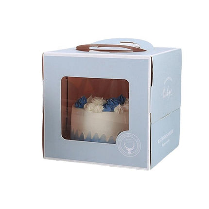 30PCS Grey Portable Cake Boxes Display Window Packing Case with Handle Birthday - Aimall