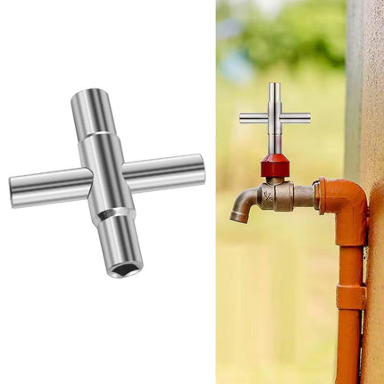 4 in 1 Silver Cross Faucet Wrench Household Bathroom Tool Multipurpose Wrench