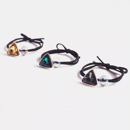 Women Headband Ponytail TriangleDiamond Stretch Hair Rope Multi Colours Concise - Aimall
